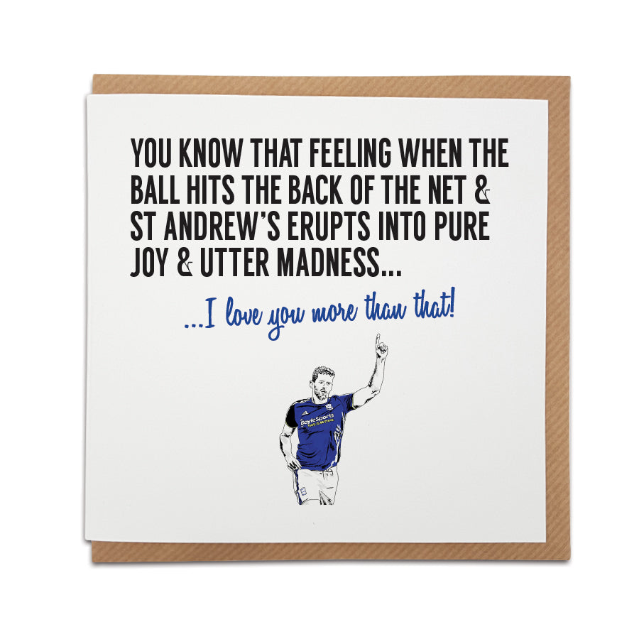 Handmade Birmingham City Football Fan Card by Local Lingo. An ideal card for any Birmingham City supporter for all kinds of occasions