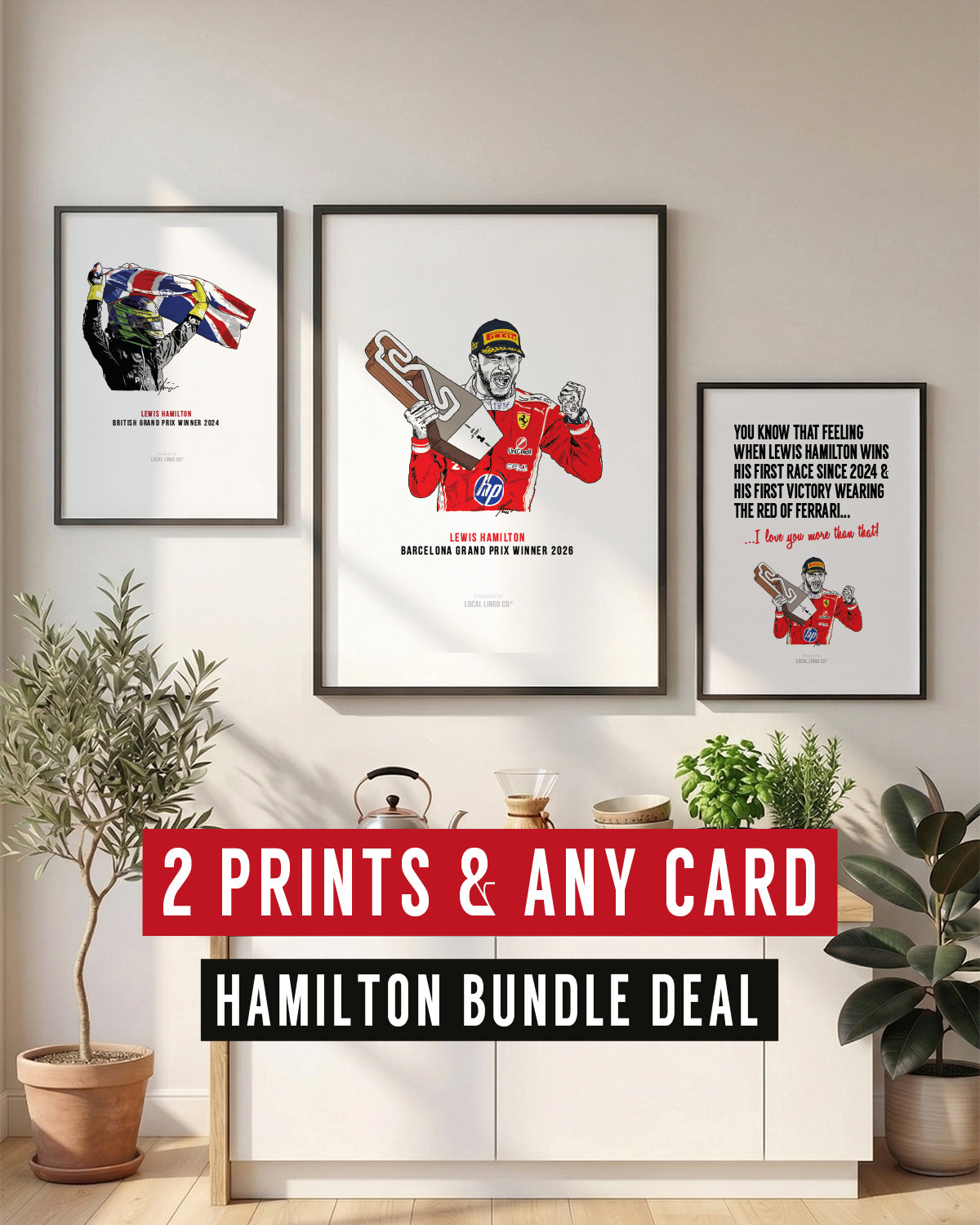 Lewis Hamilton F1 Ultimate Bundle Deal | 2 Prints & Greeting Card
