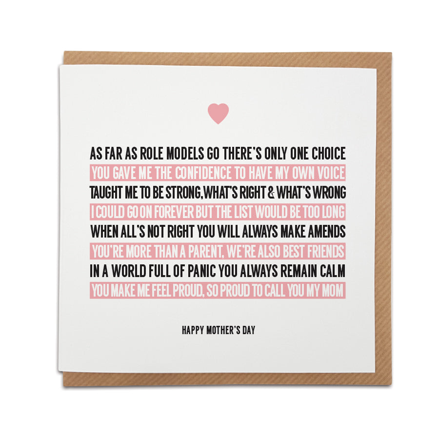 MOM  - Proud to call you my Mom - Poem Card