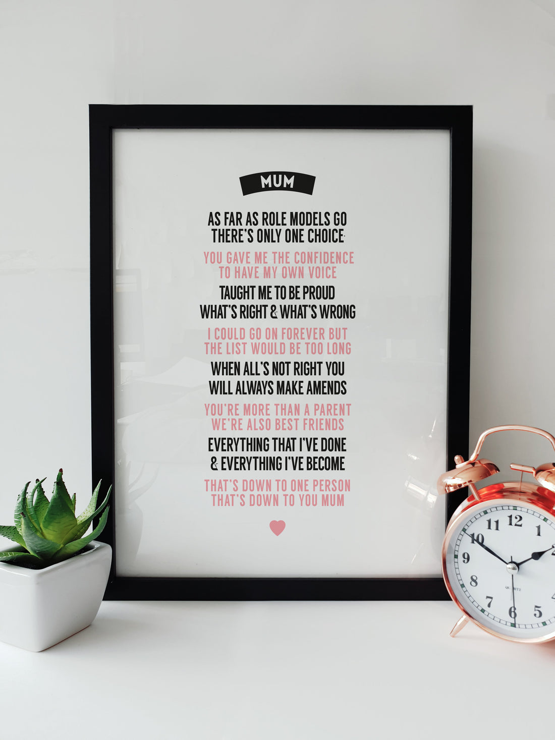 Inspirational Mother's Day poem print by Local Lingo, celebrating the invaluable role of a mum as a life's role model, in a classic and elegant A4 design.