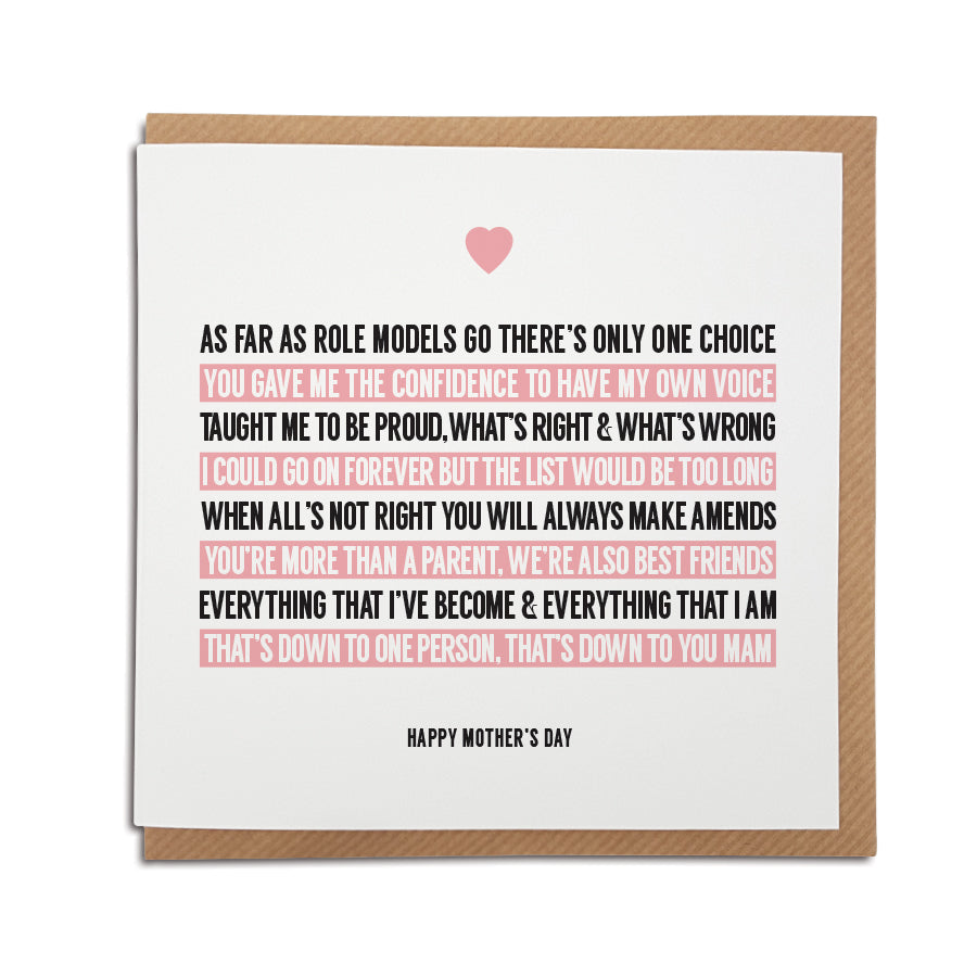 A handmade Card for your Mam. Perfect card to tell the special lady in your life how you feel about them  Greetings card is printed on high quality card stock.  