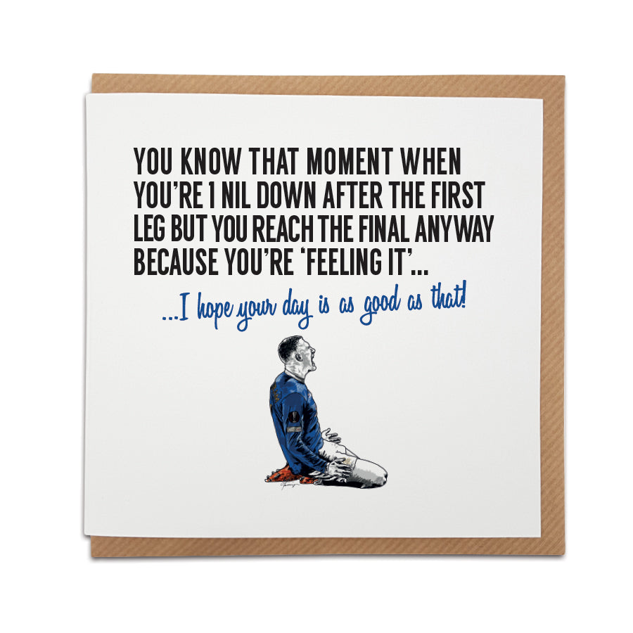 Glasgow Rangers FC Themed Greetings Card with John Lundstram design. Perfect for any Gers/Rangers supporter. Choose the message "I hope your day is as good as that!"