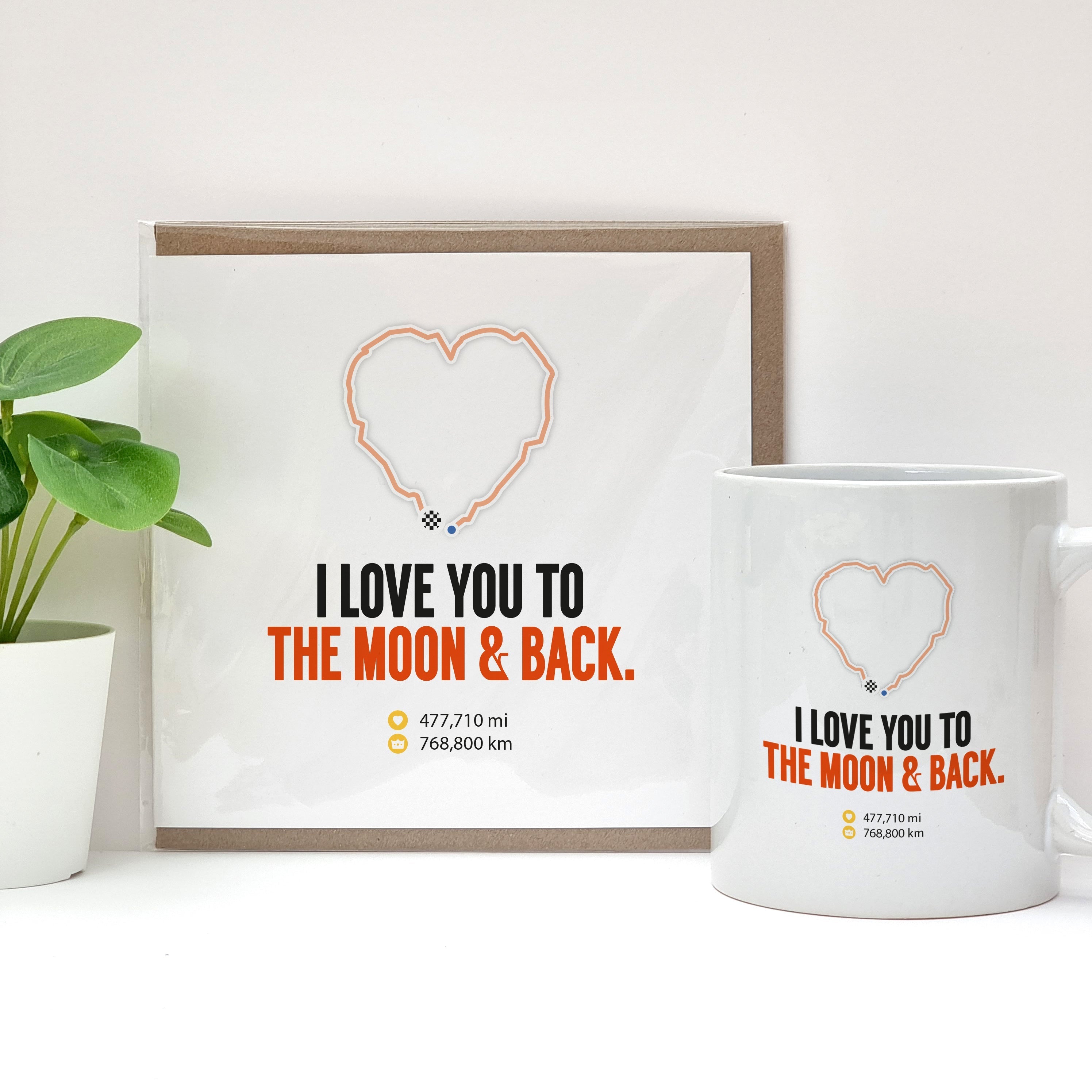 To the moon & back - Strava Running - Valentines | Birthday | Anniversary Card & Mug