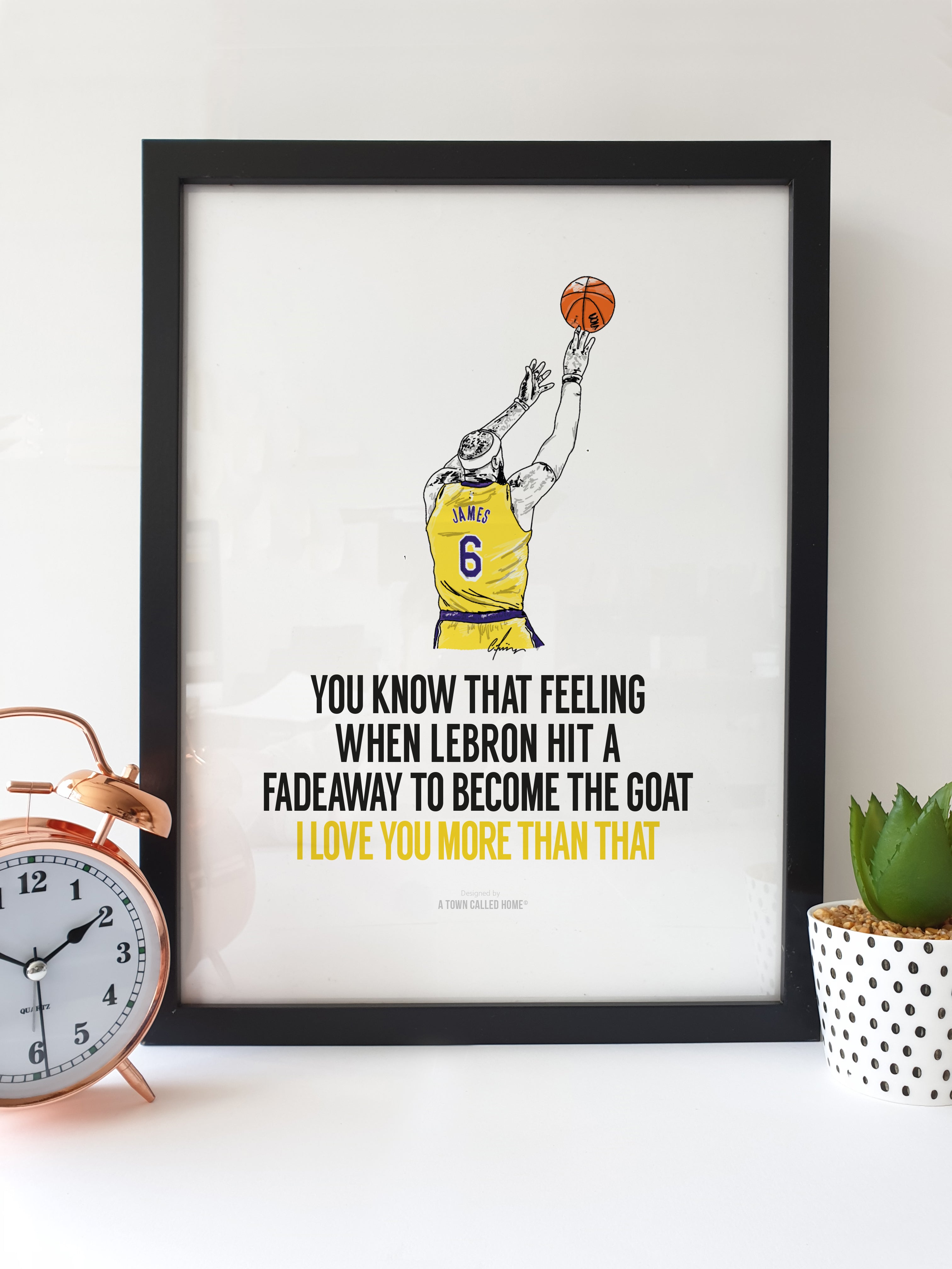 lebron james la lakers nba record points score fadeaway jumper historic moment poster artwork print a town called home