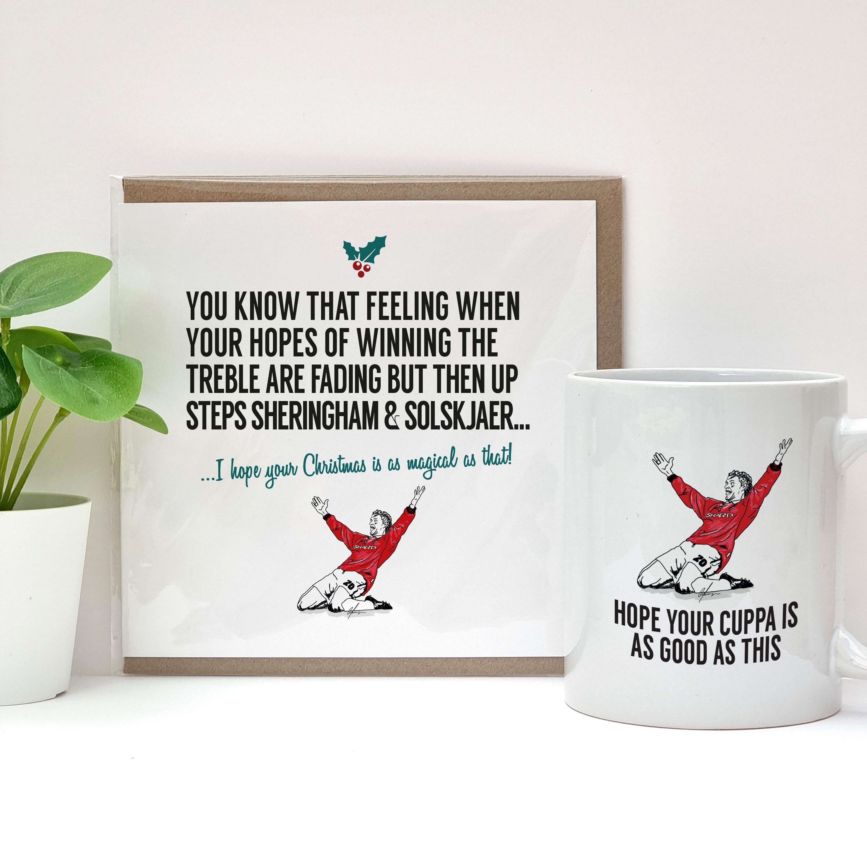 Manchester (Man Utd) fan - Christmas card - Winning the treble - Football Card