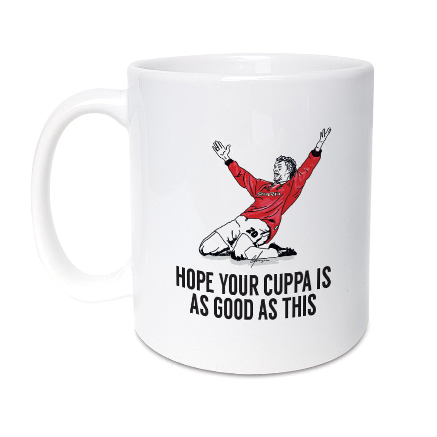 Manchester United fan Mug. Winning the trabel. Teddy Sherringham goal celebration