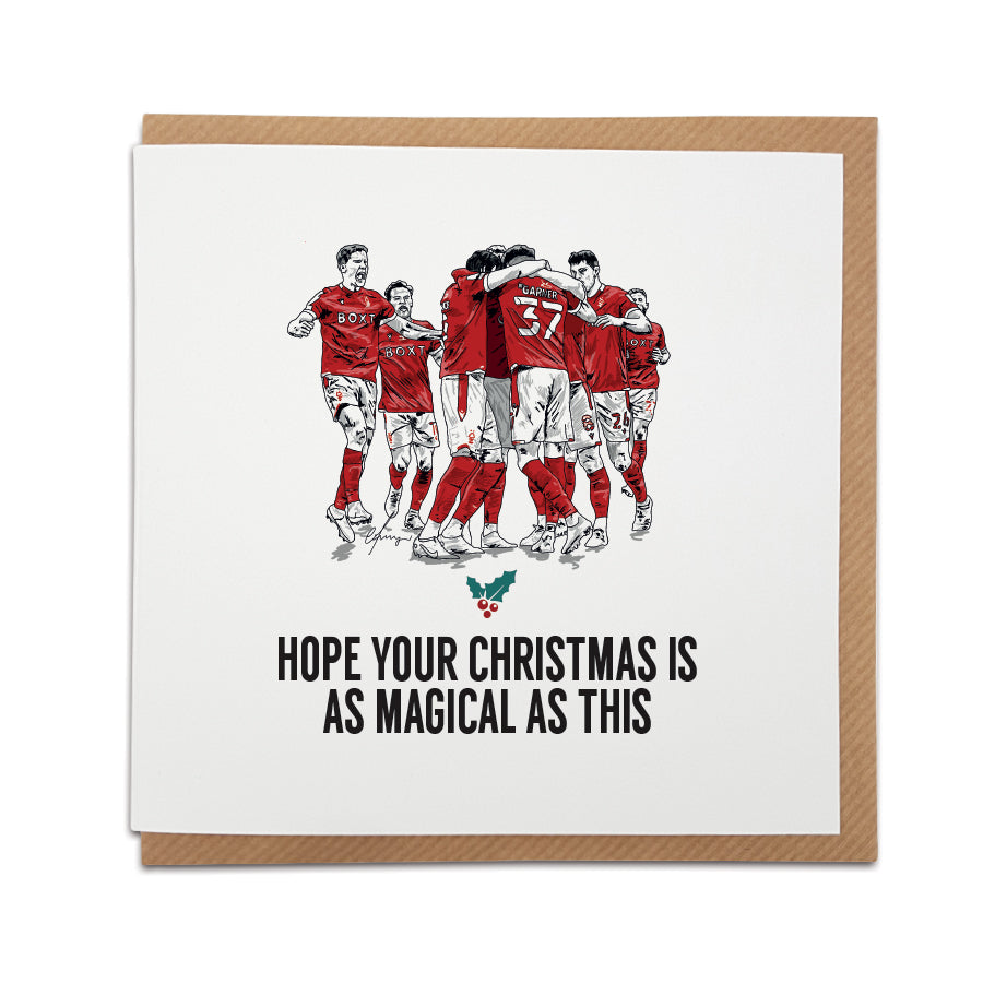 Nottingham forest football fan Christmas card to celebrate the Wembley Win May 2022