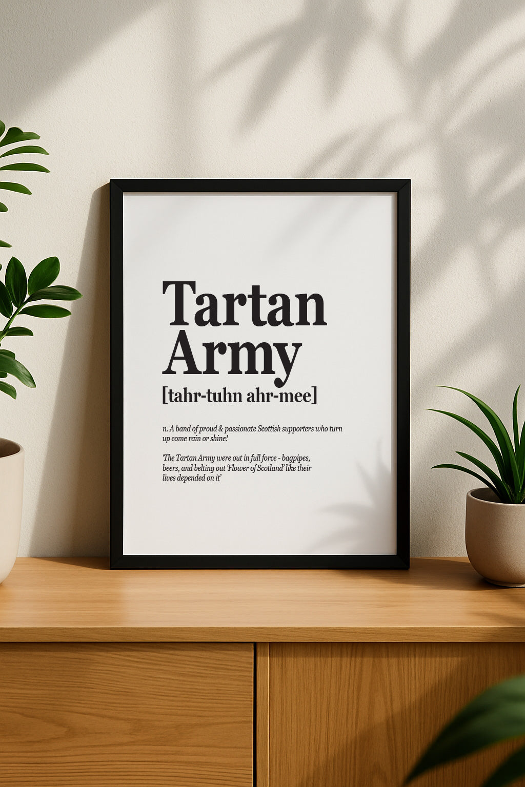 Tartan Army noun definition print – Scottish football supporters typographic wall art man cave by Local Lingo.
