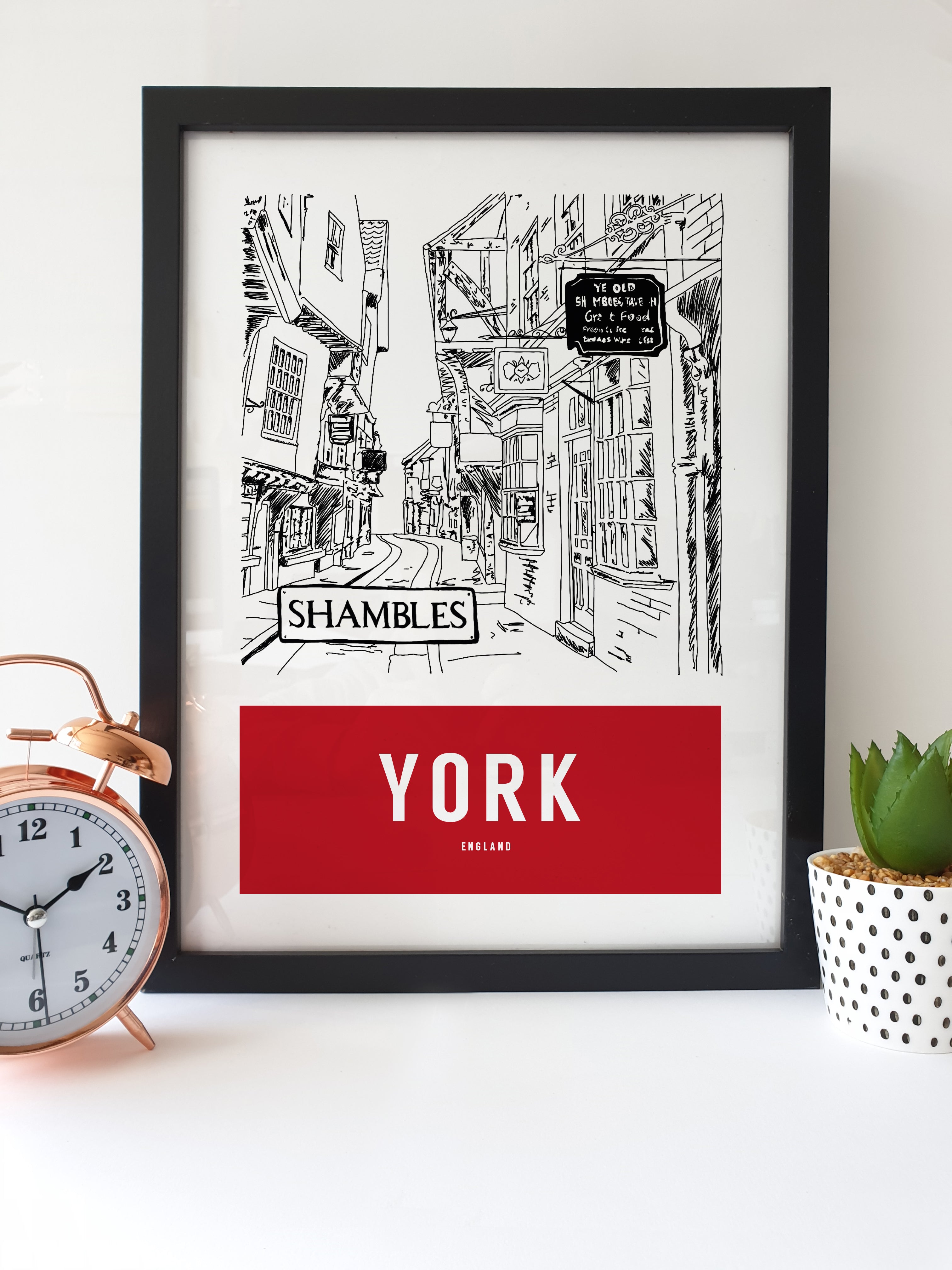 The Shambles, York -  Yorkshire Landmark Print (Various colours available)