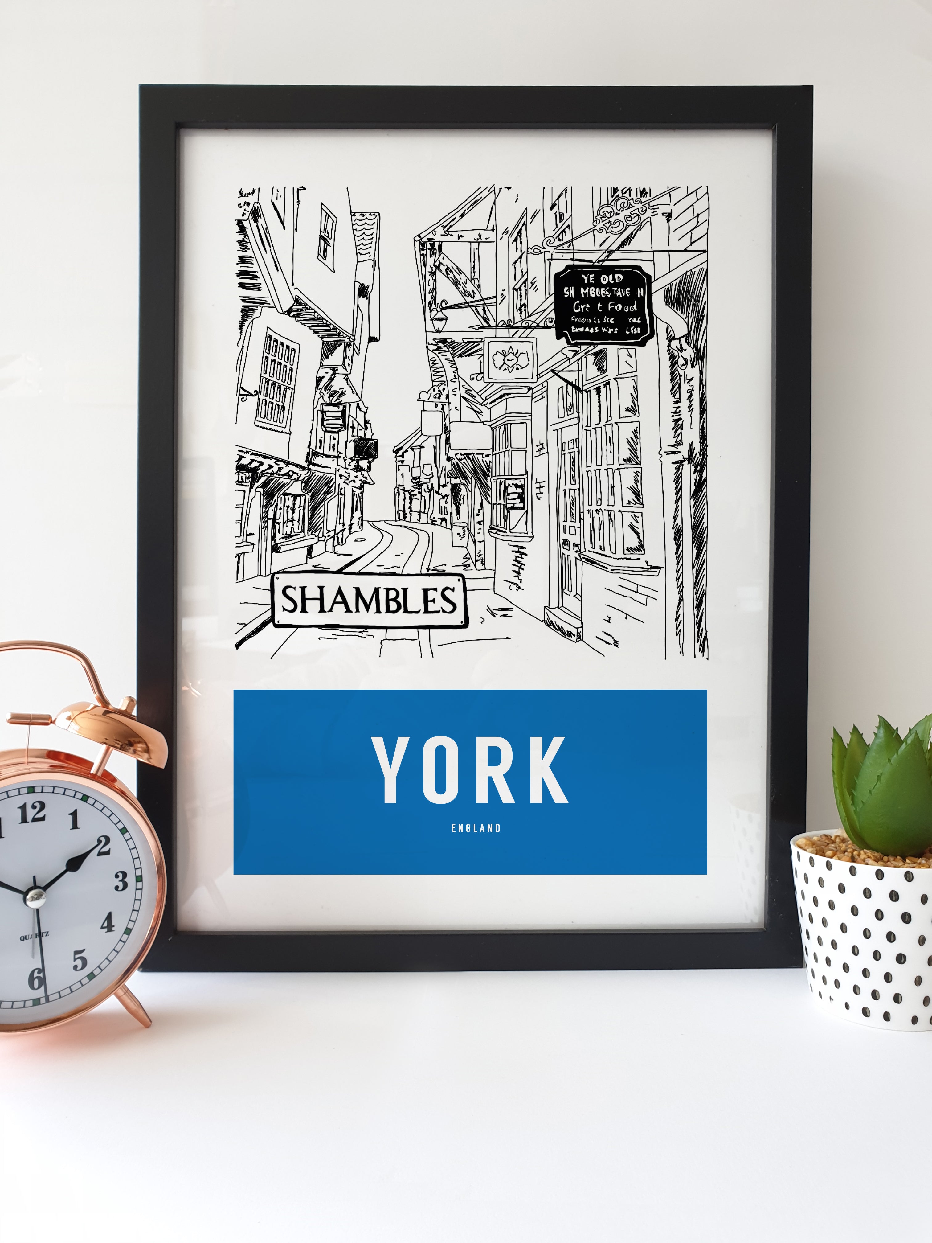 The Shambles, York -  Yorkshire Landmark Print (Various colours available)