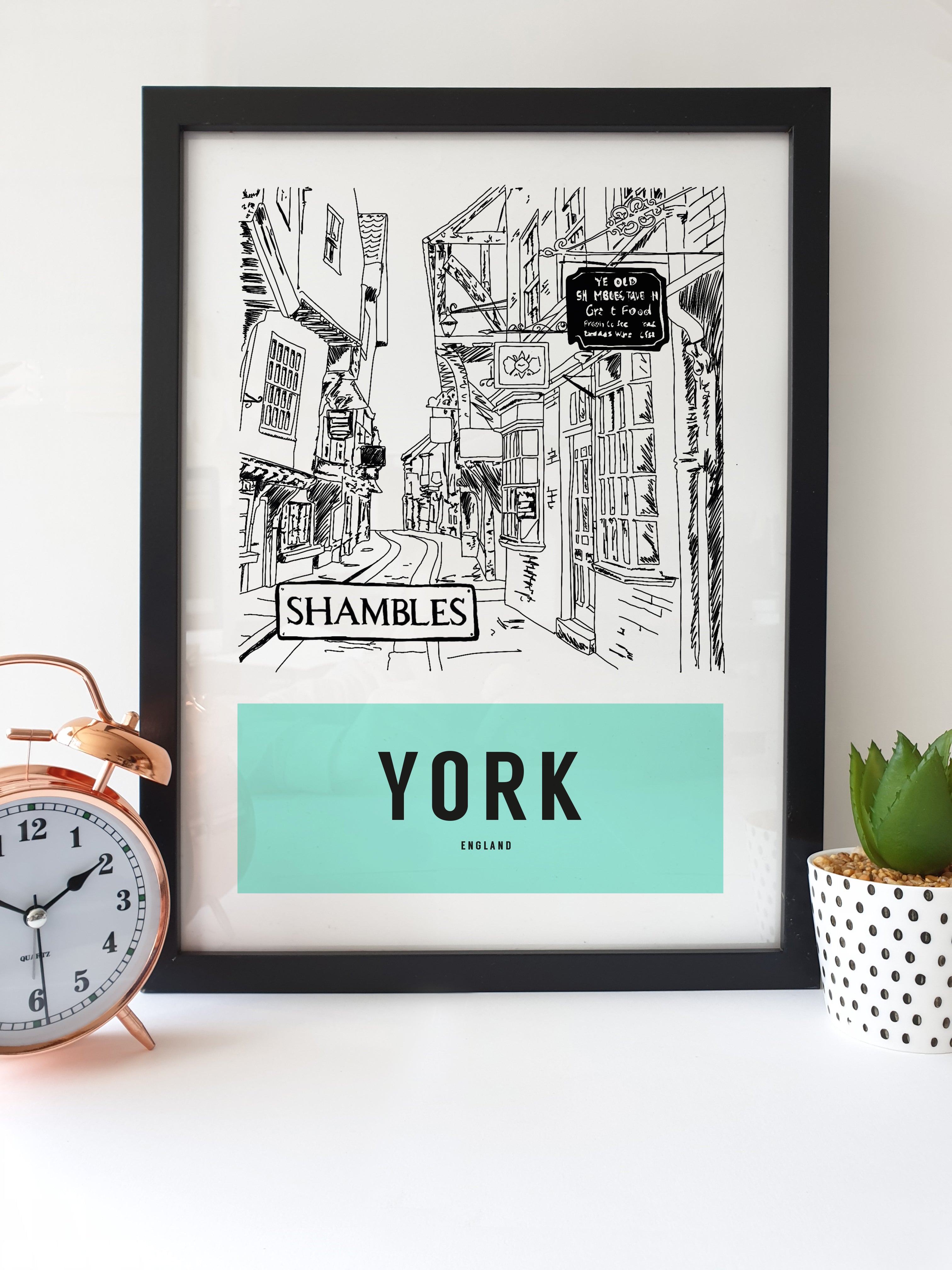 The Shambles, York -  Yorkshire Landmark Print (Various colours available)