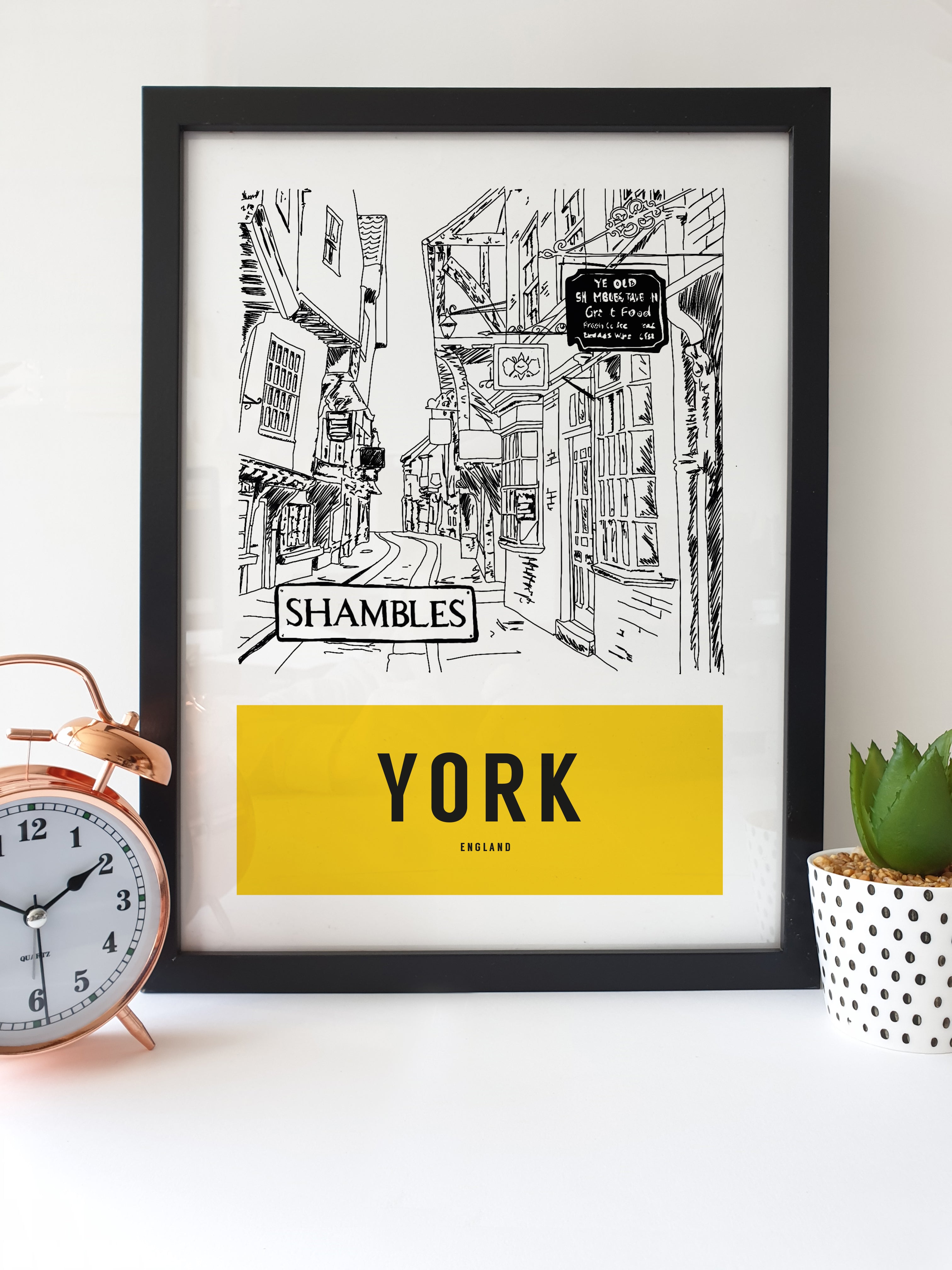 The Shambles, York -  Yorkshire Landmark Print (Various colours available)