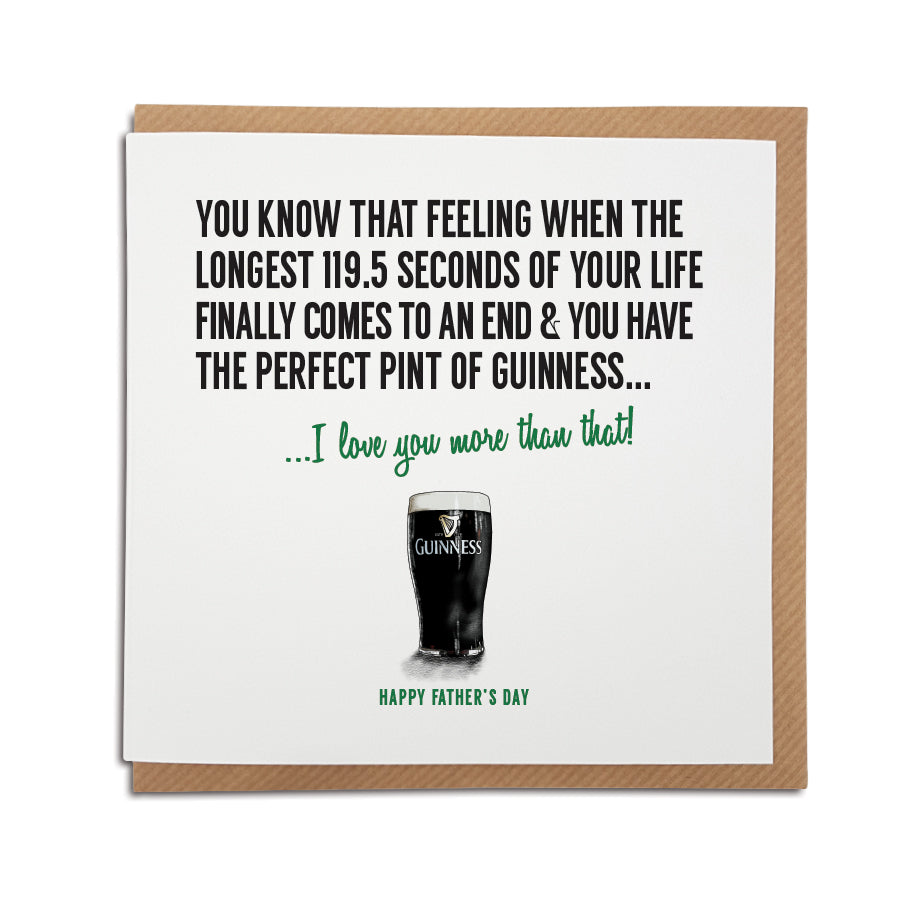 A Guinness themed greetings card. Perfect for Birthday, Father's Day, Valentine's Day, Mother's Day, Anniversary.