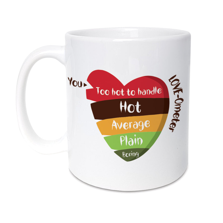 funny and cheeky Nandos valentines gift. Spice level (LOVE-Ometer) too hot to handle coffee mug and cup