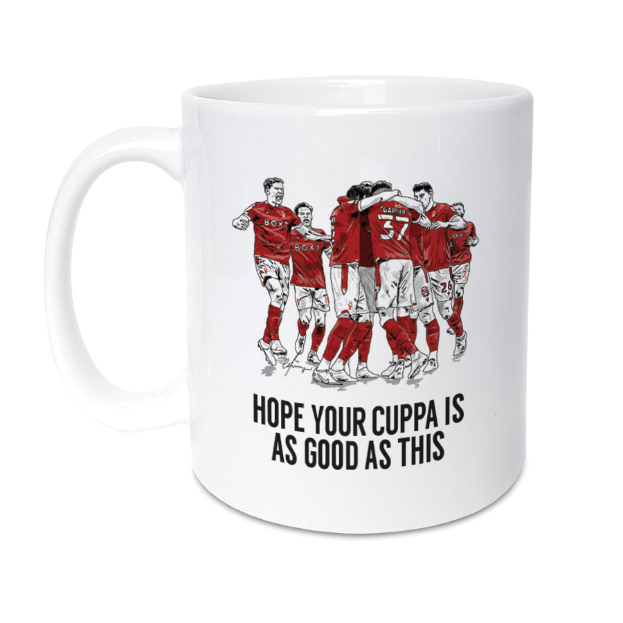 A unique Nottingham Forest Football Fan mug  The perfect gift for any reds supporters to remember the joy of the Wembley Championship Play-off final, May 2022.