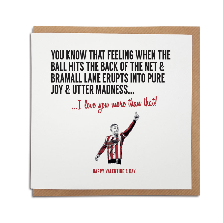 Sheffield United Football Club Valentine’s Day Card. A unique handmade card, perfect for any Blades supporter